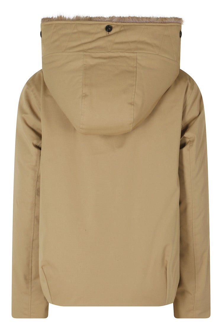 Woolrich Khaki Best Cotton Removable Fur Hood Short Parka