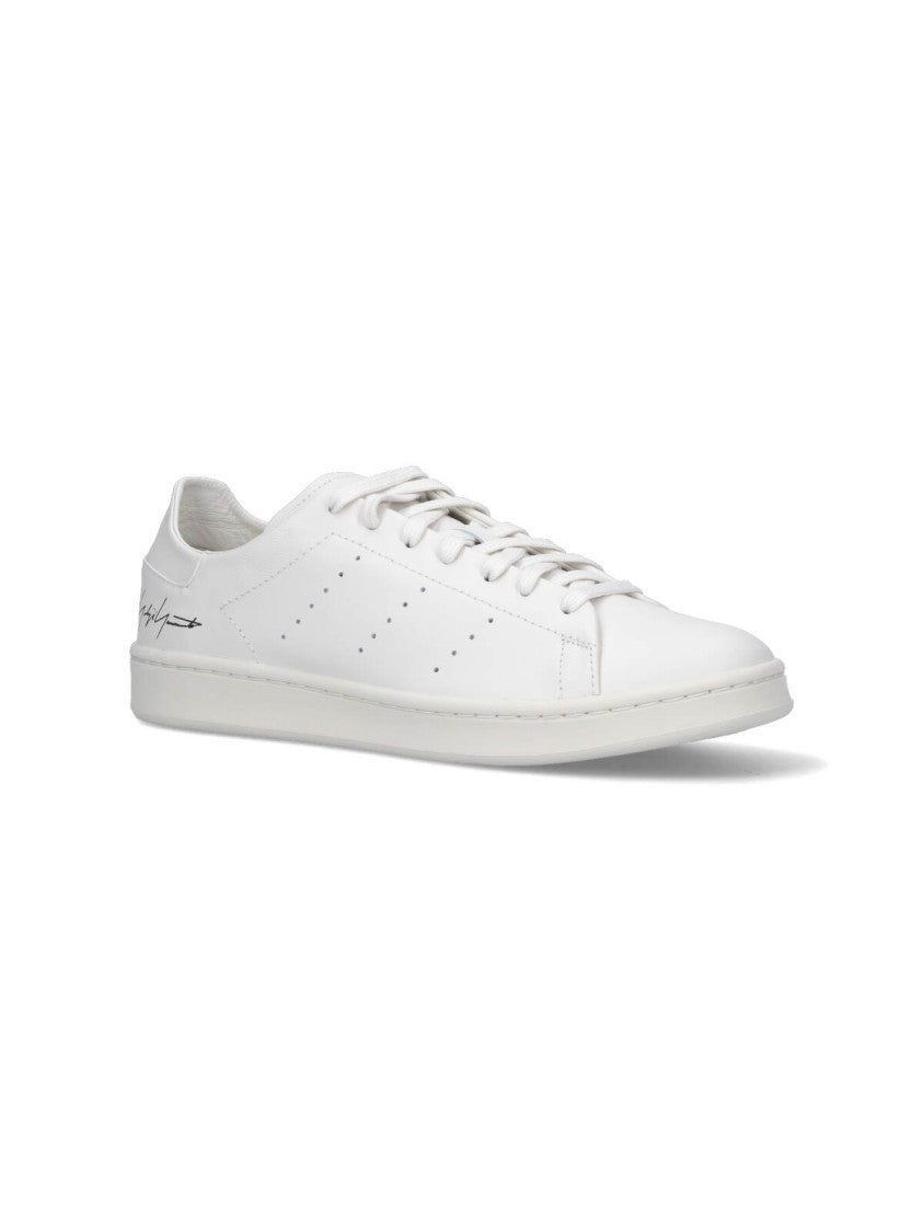 Y-3 White Leather Sneakers With Rounded Toe