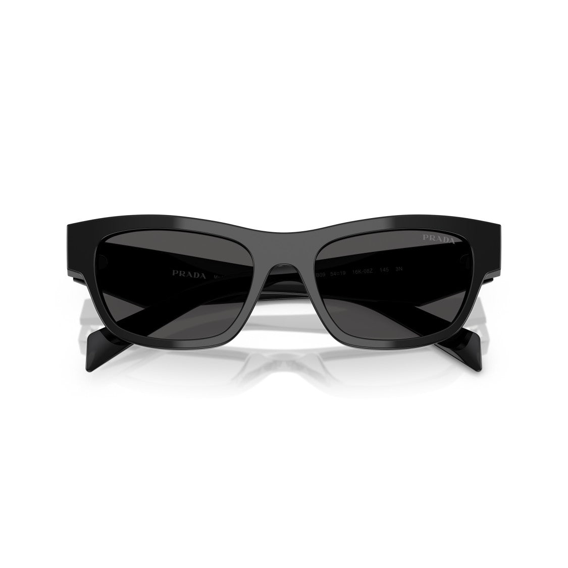 Prada 0Pr B09s Bold Rectangular Frame Black Acetate Sunglasses