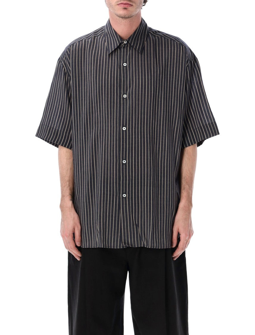 Studio Nicholson Sorono Washed Indigo Striped Casual Shirt