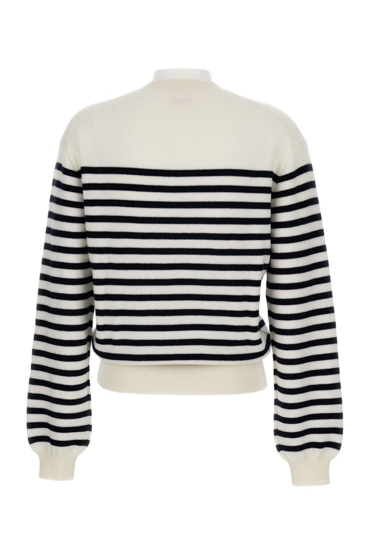 Khaite Striped Crew-Neck Sweater With Voluminous Sleeves