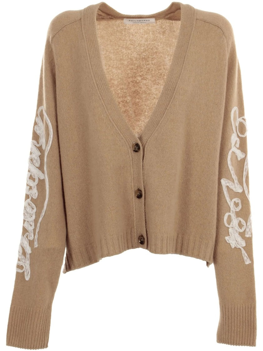 Philosophy Brown Cashmere/Wool Cropped Cardigan