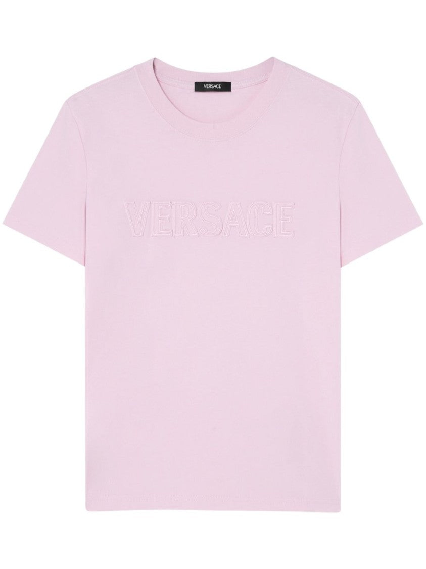 Versace Flamingo Pink Short-Sleeved Crew Neck Top