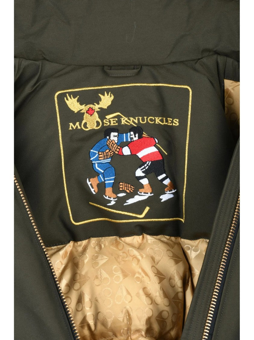 Moose Knuckles Military Green Bomber Coat