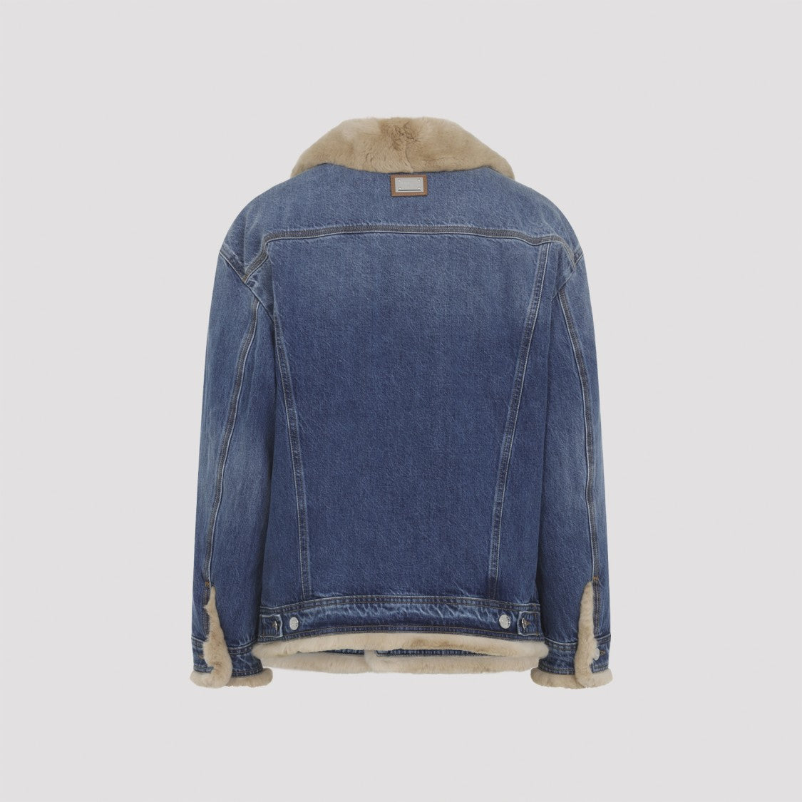 Dolce & Gabbana Denim Jacket With Plush Rabbit Fur Lining And Flap Pockets