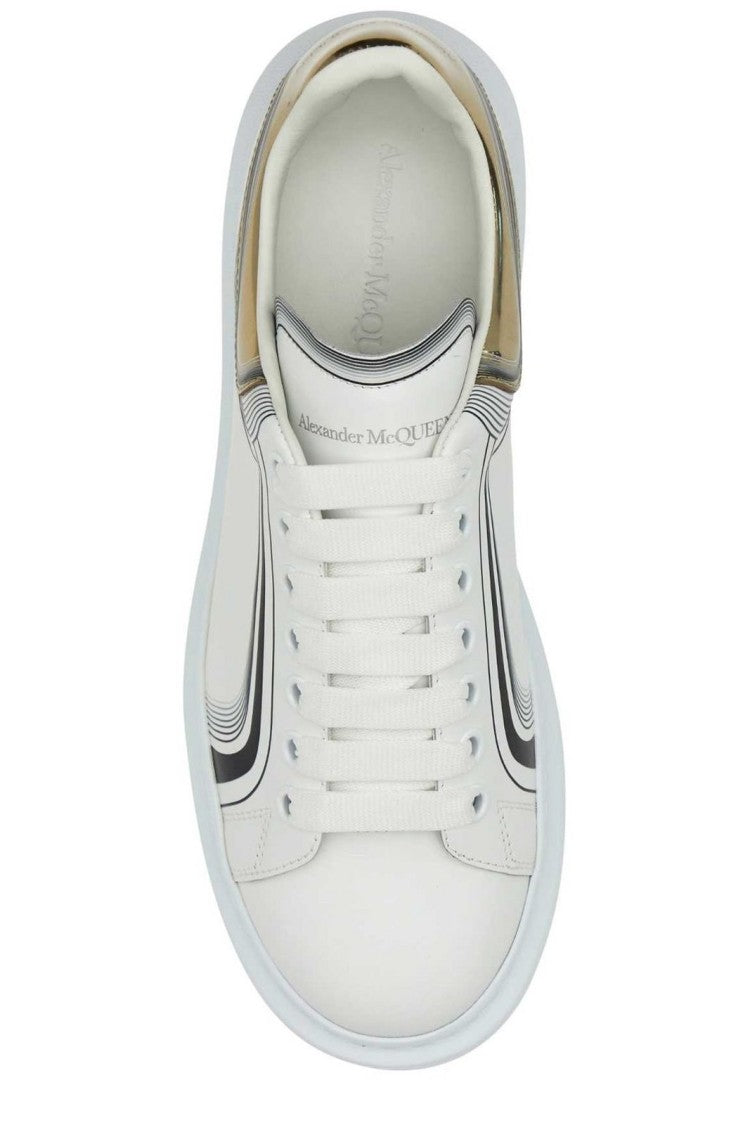 Alexander Mcqueen Smooth Leather Sneakers With Metallic Detailing