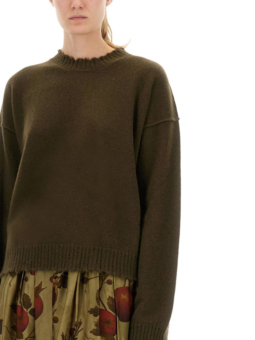 Uma Wang Boxy Cashmere Sweater With Frayed Edge Detail