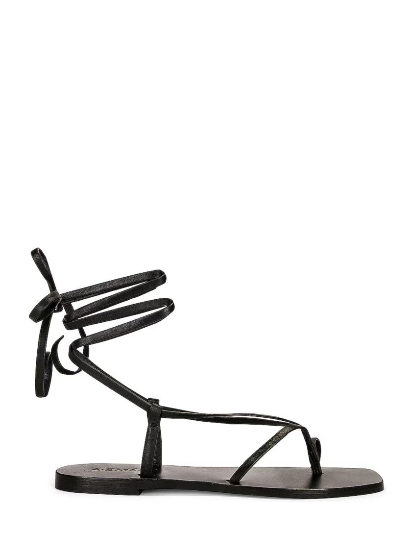 A.Emery Black Gladiator Design Leather Sandals