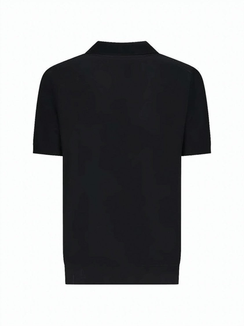 Lardini Black Polo Shirt With Fitted Silhouette