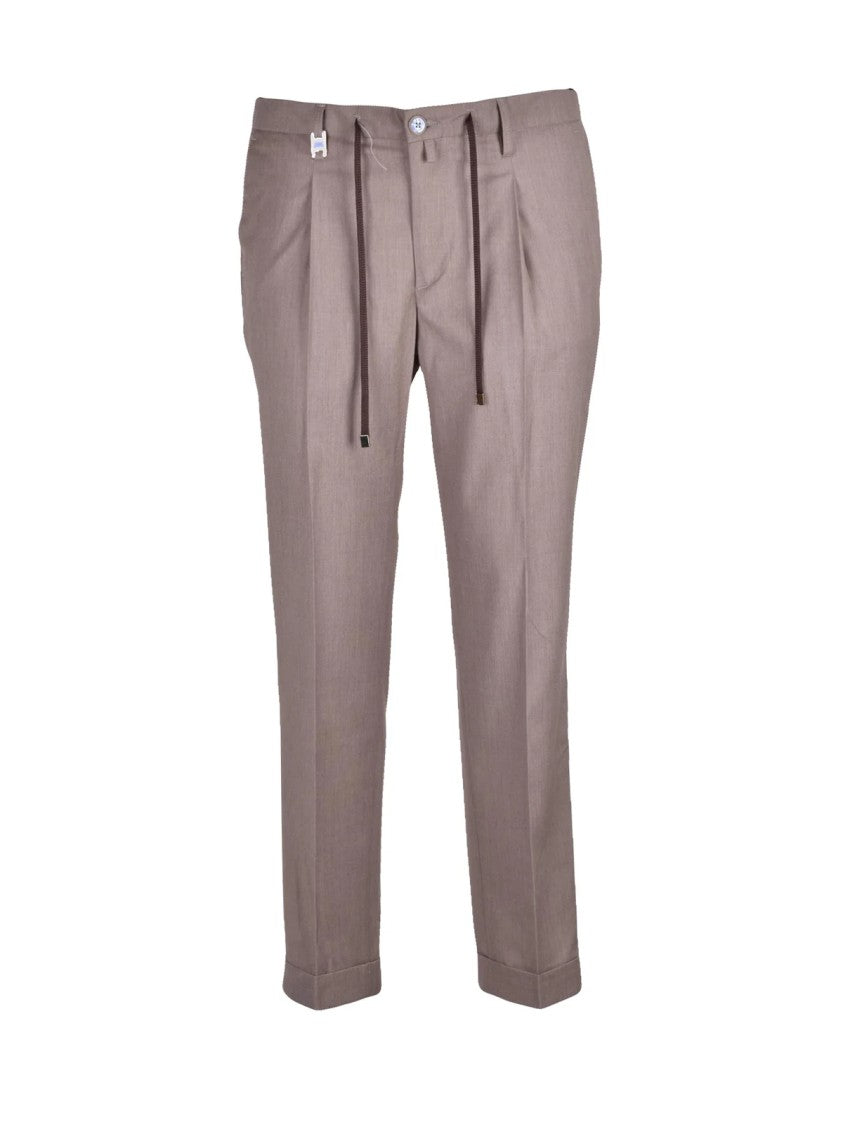 Barbati Classic Taupe Trousers With Pleated Waist And Tailored Fit