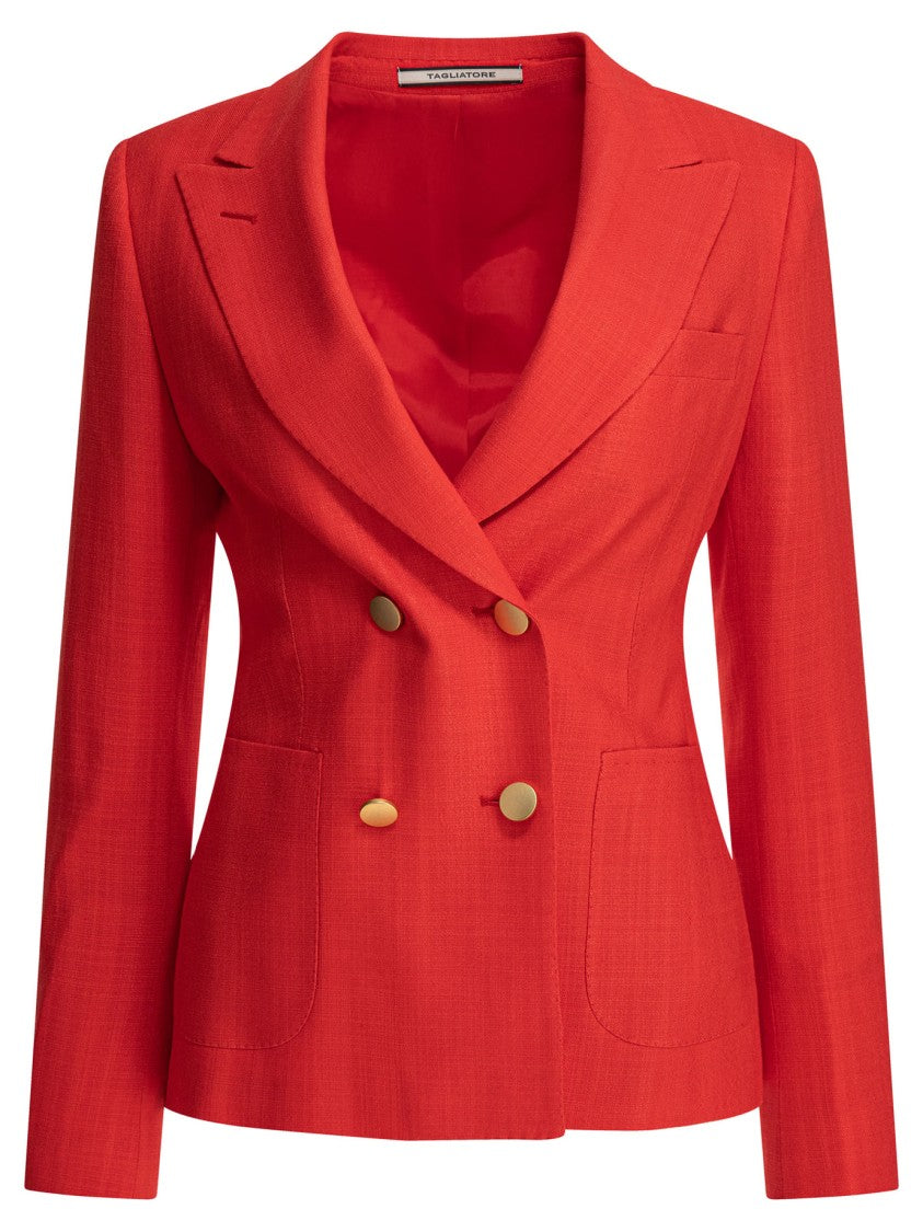 Tagliatore Red Tailored Jacket With Double-Breasted Design