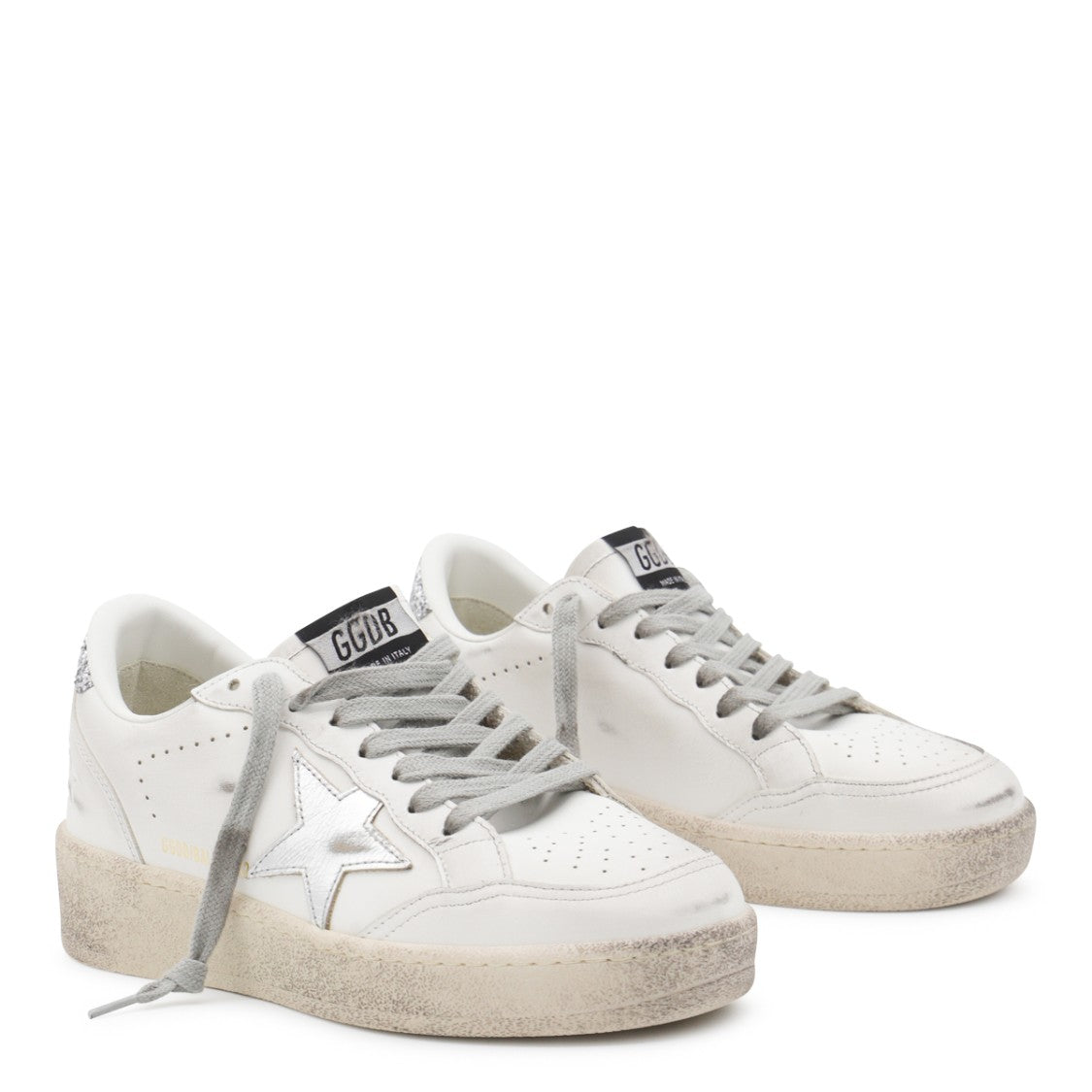 Golden Goose White And Silver Leather Ballstar 2 Sneakers
