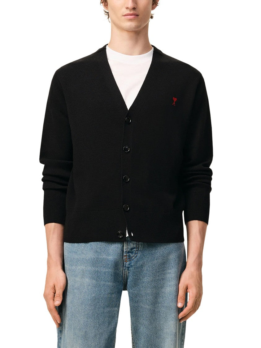 Ami Paris V-Neck Wool Ami De Coeur Cardigan