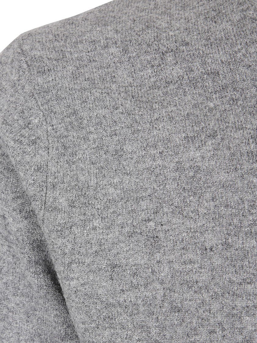 Comme Des Garçons V-Neck Knit Sweater With Ribbed Details