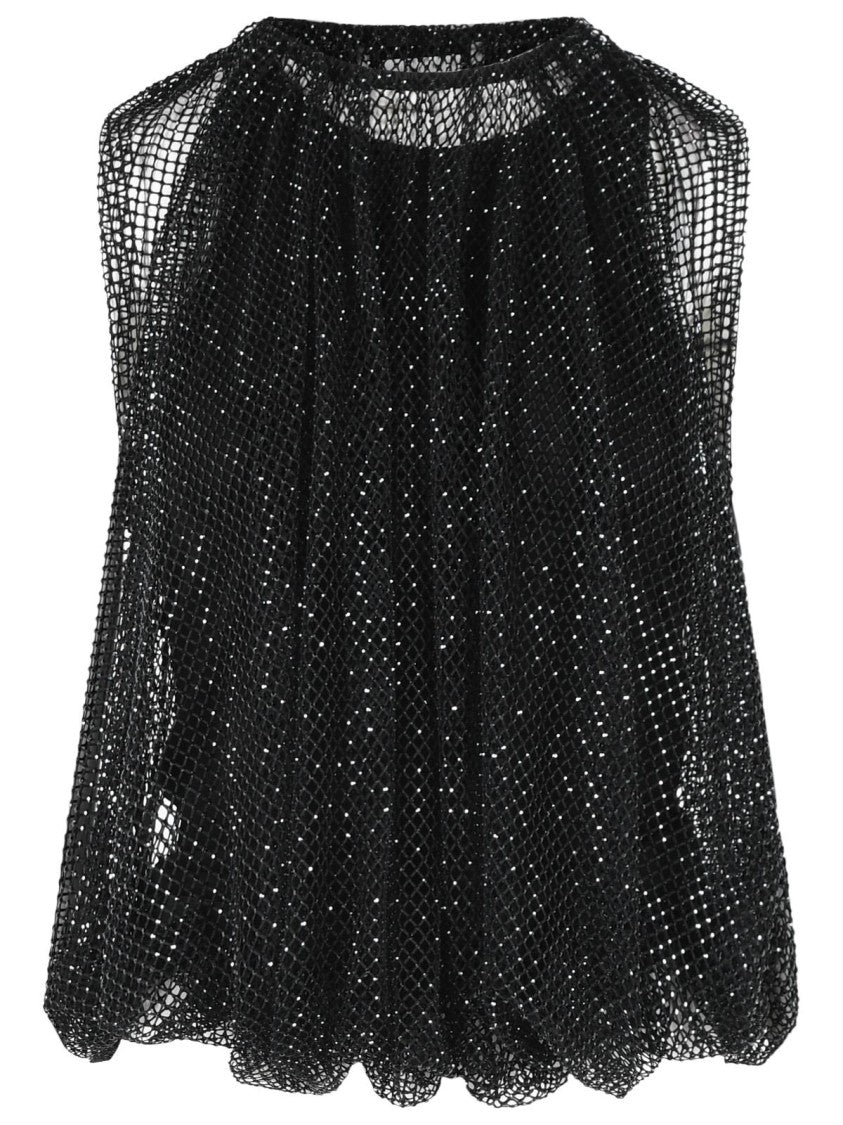 Sportmax 'Nodo' Mesh Top With Black Crystals