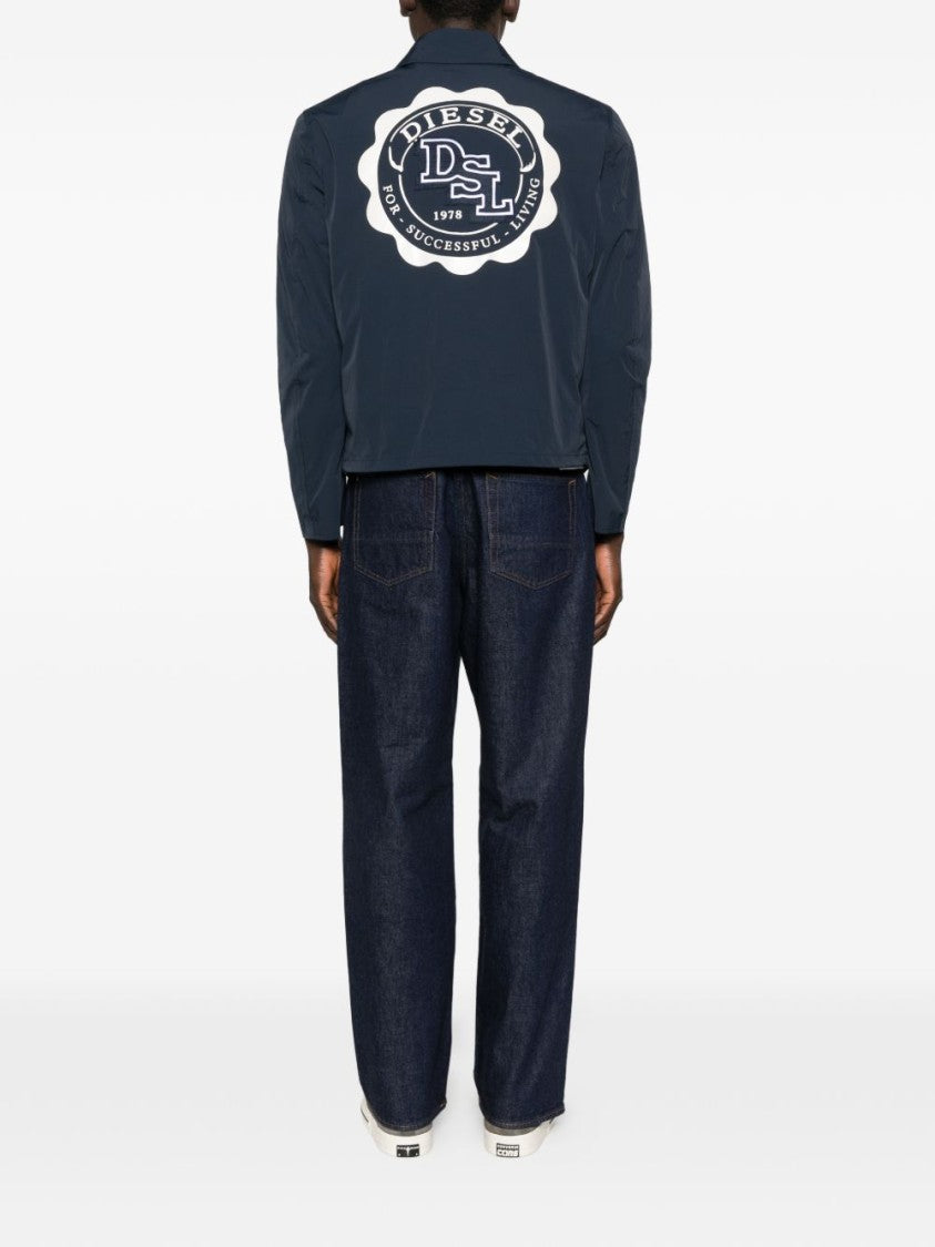 Diesel Blue Button Point Collar Badge Jacket