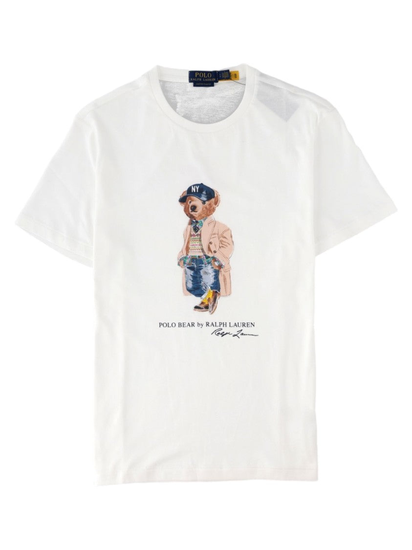 Polo Ralph Lauren White Bear Printed Cotton T-Shirt