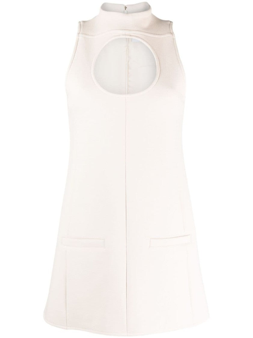 Courrèges Sand Beige Wool Blend Cut-Out Trapeze Dress
