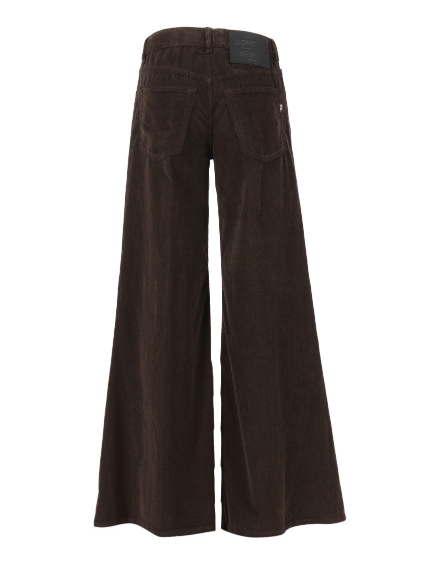 Dondup Wide-Leg Brown Corduroy Trousers