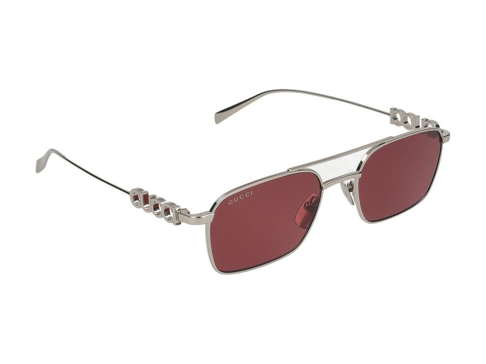 Gucci Silver Square-Shaped Metal Sunglasses