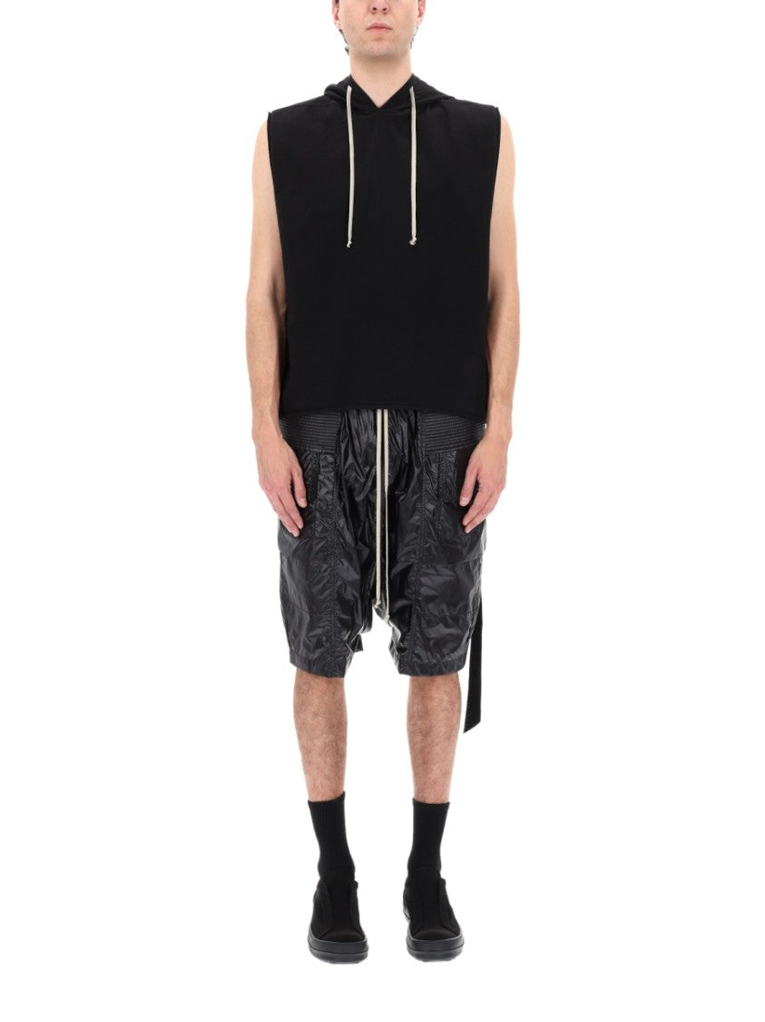 Drkshdw By Rick Owens Neutrals Hooded Cropped Asymmetrical Tunic