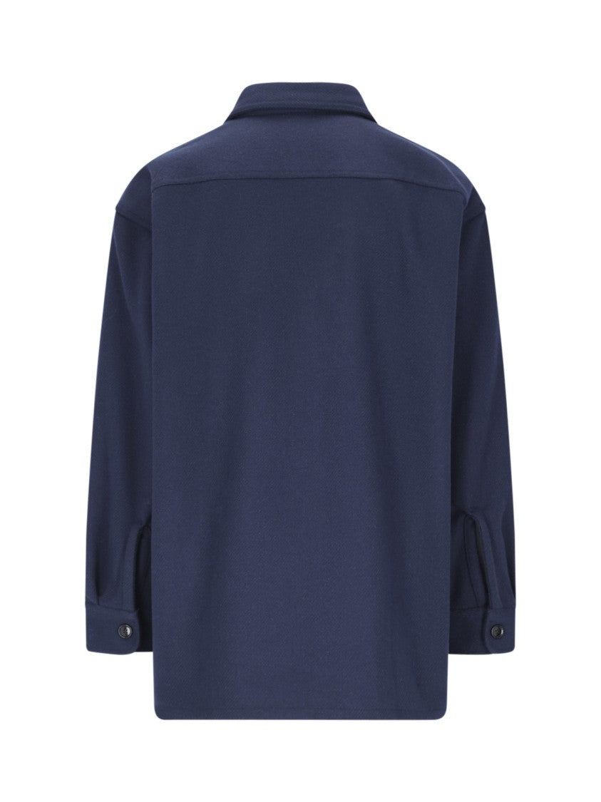 Ami Virgin Wool Blue Shirt Jacket