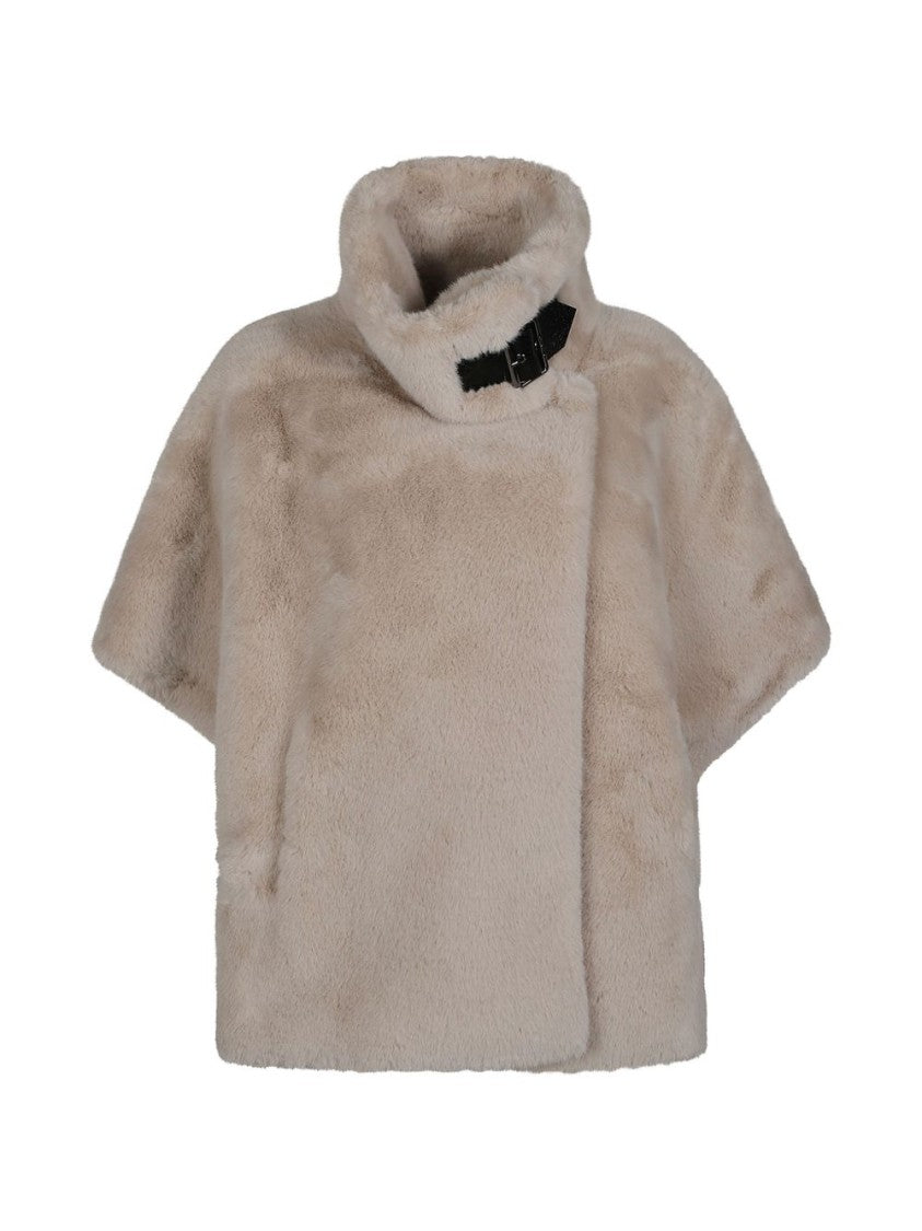 Pinko Boxy Structured Plush Faux Fur Jacket