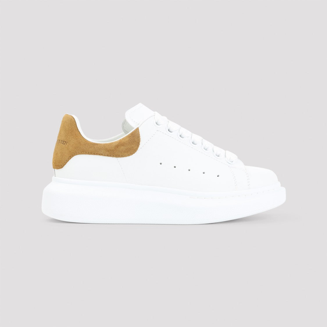 Alexander Mcqueen Sole White Sneakers With Tan Suede Tab