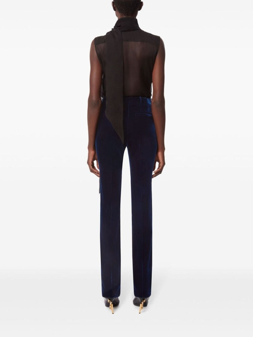 Nina Ricci Straight-Leg Blue Velvet Trousers