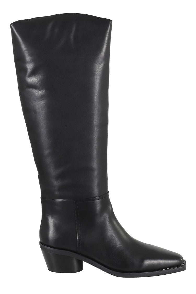 Ash Mid-Calf Leather Boots With Pointed Toe