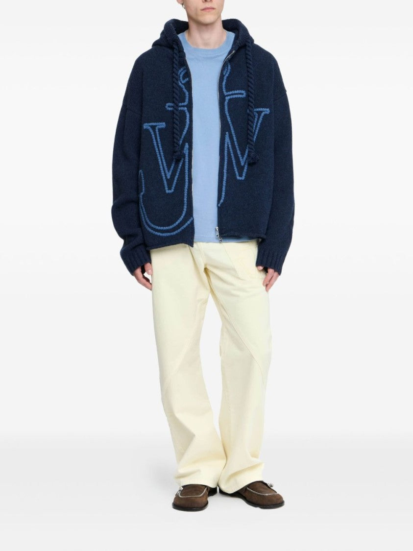 J. W. Anderson Zip-Up Hooded Sweater With Contrasting Logo