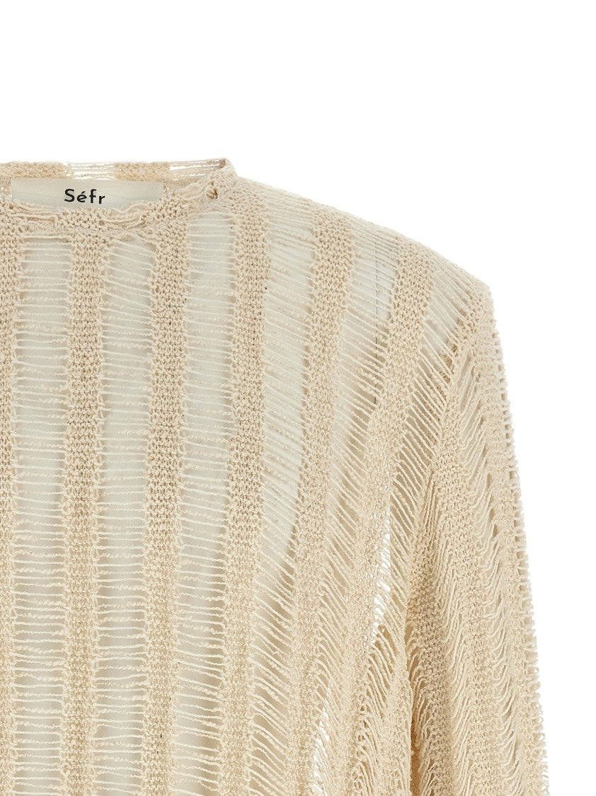 Séfr Flared Silhouette Crocheted Cotton Blend Sweater
