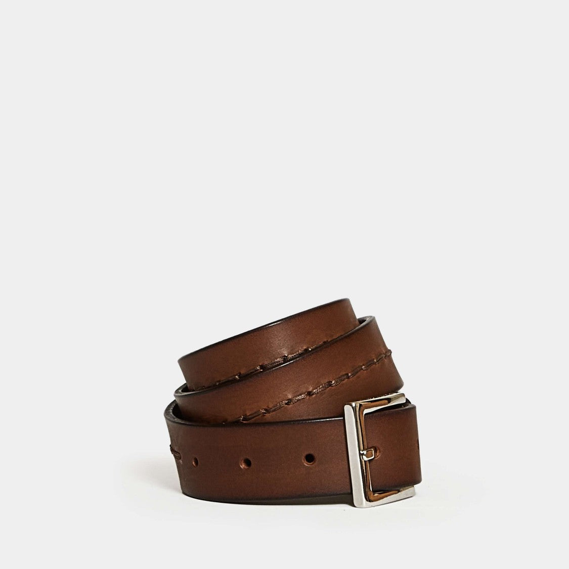 Orciani Burnt Leather Belt With Elegant Stitching