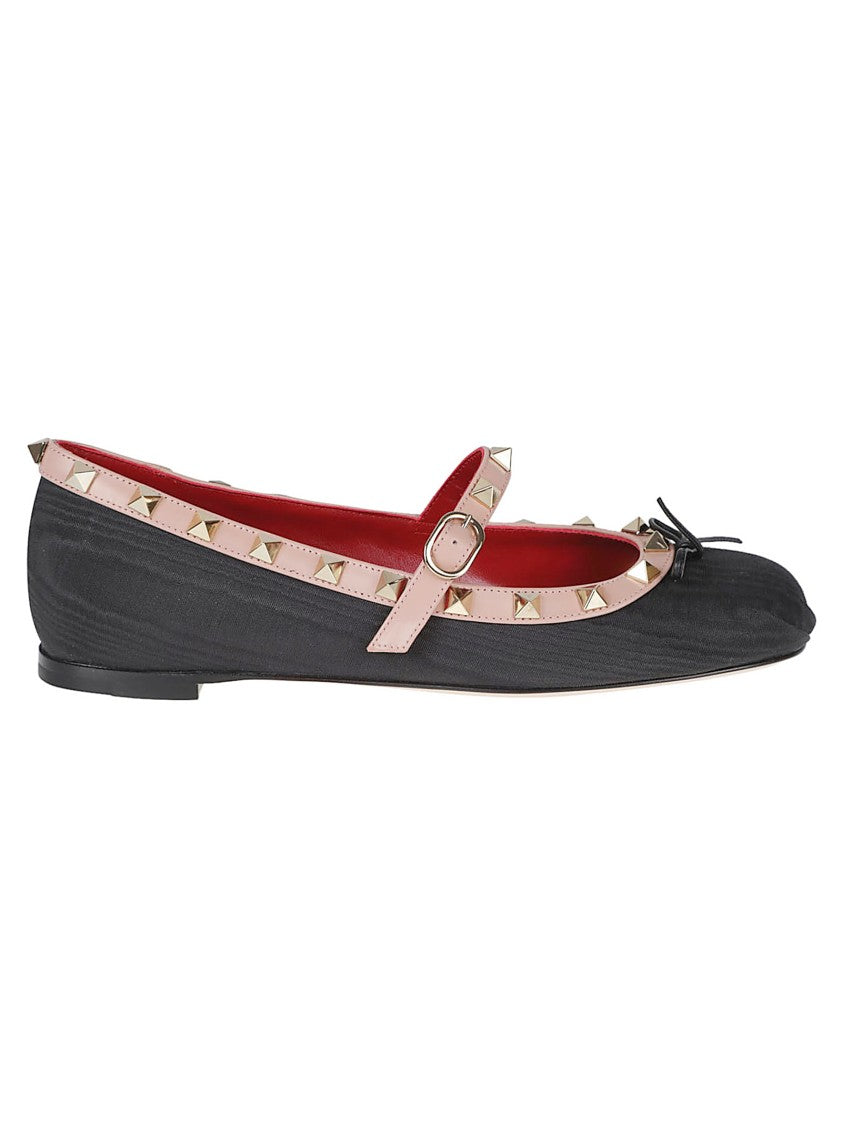 Valentino Garavani Rockstud Mary-Jane Moiré Fabric Flats