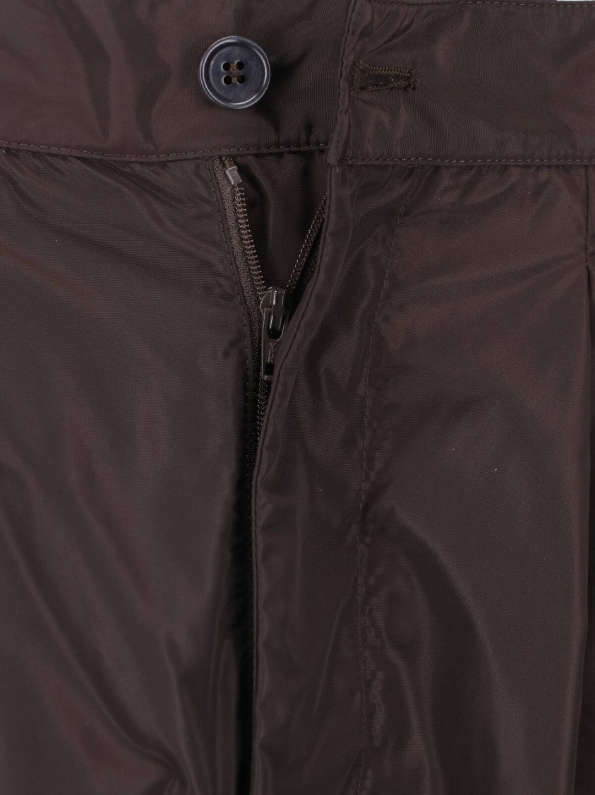 Aspesi Brown Technical Fabric Elastic Waist Midi Skirt