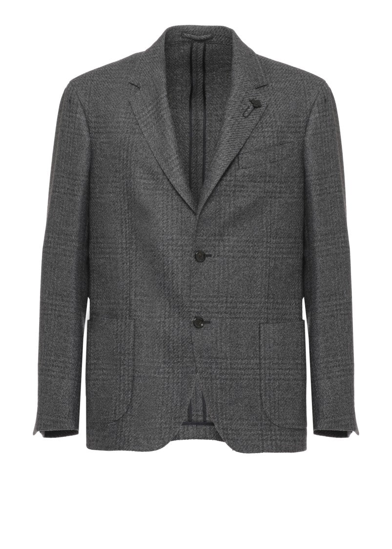 Lardini Dark Grey Tailored Wool Jacket With Classic Lapel