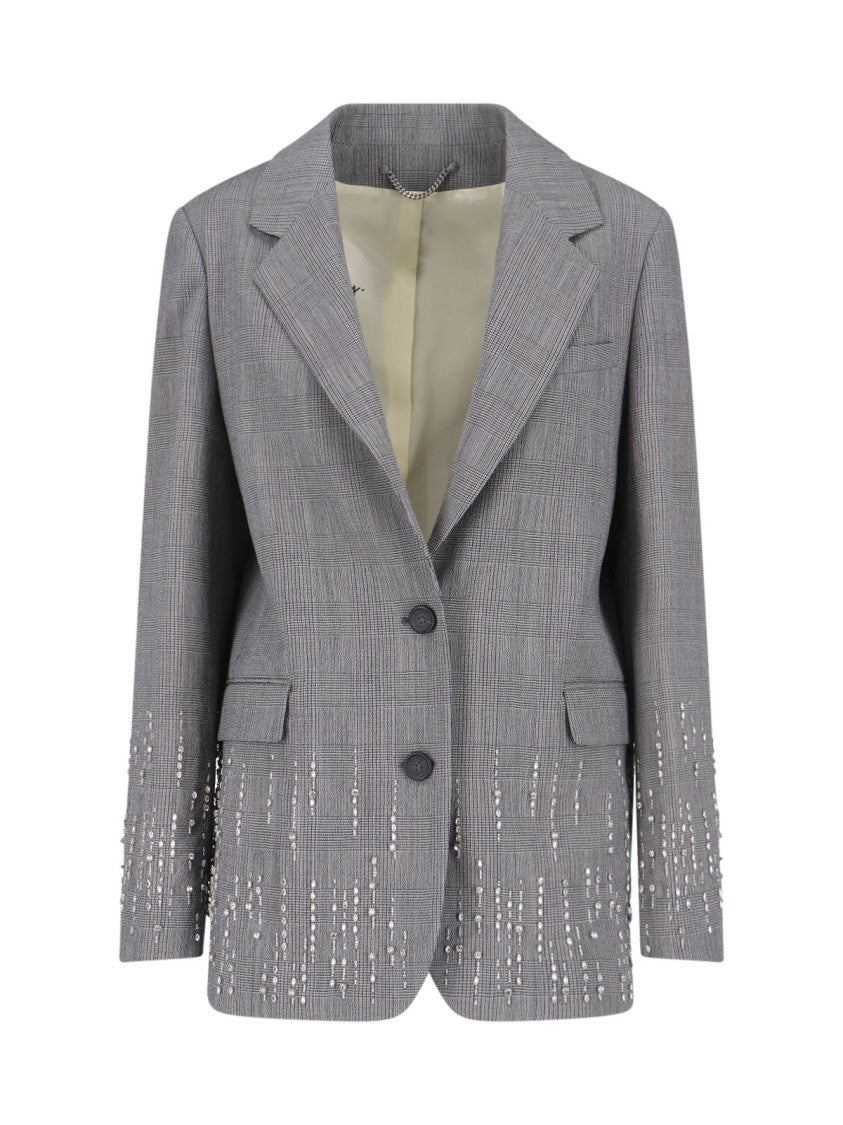 Golden Goose Gray Prince Of Wales Wool Crystal Blazer