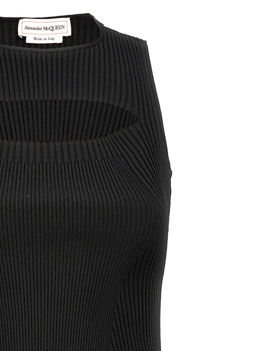 Mcqueen Ribbed Knit Midi Dress