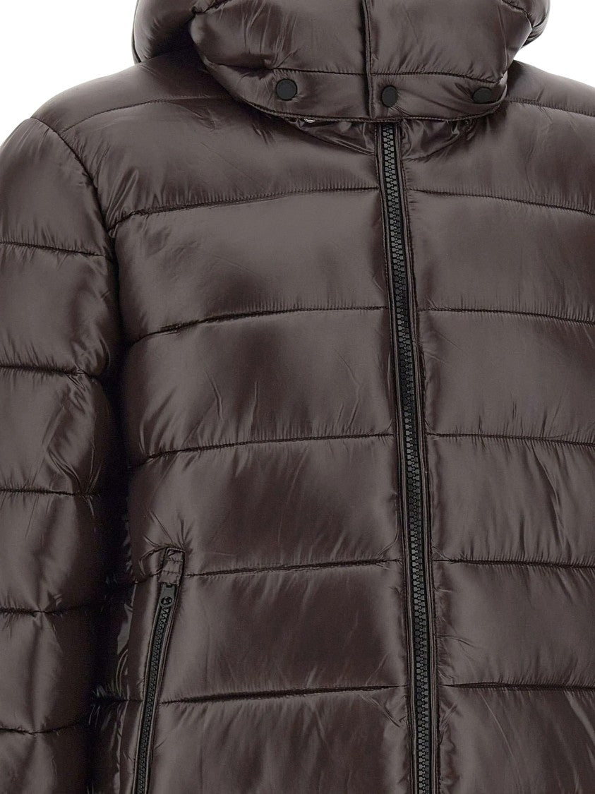 Save The Duck Florian Quilted Brown Hooded Jacket