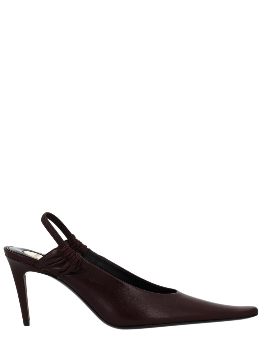 Saint Laurent Burgundy Anne-Marie Lamb Leather Slingback Pumps