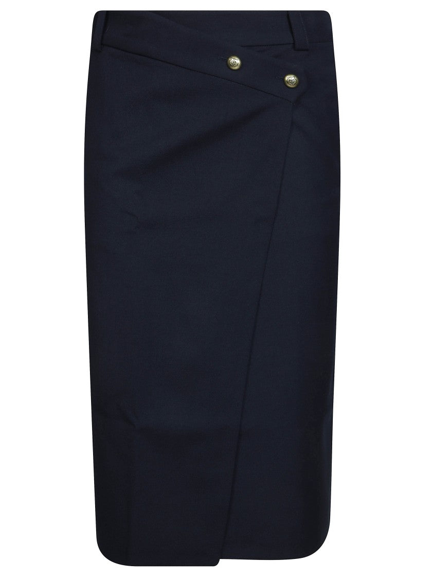 Pinko Marzemino Diagonale Front Flap Midi Skirt