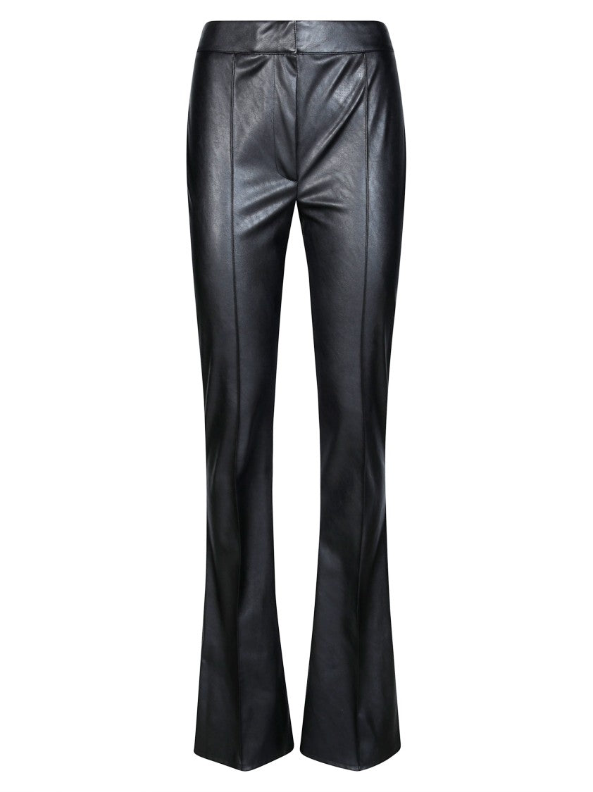 Elisabetta Franchi Black Faux-Leather Flared Pants