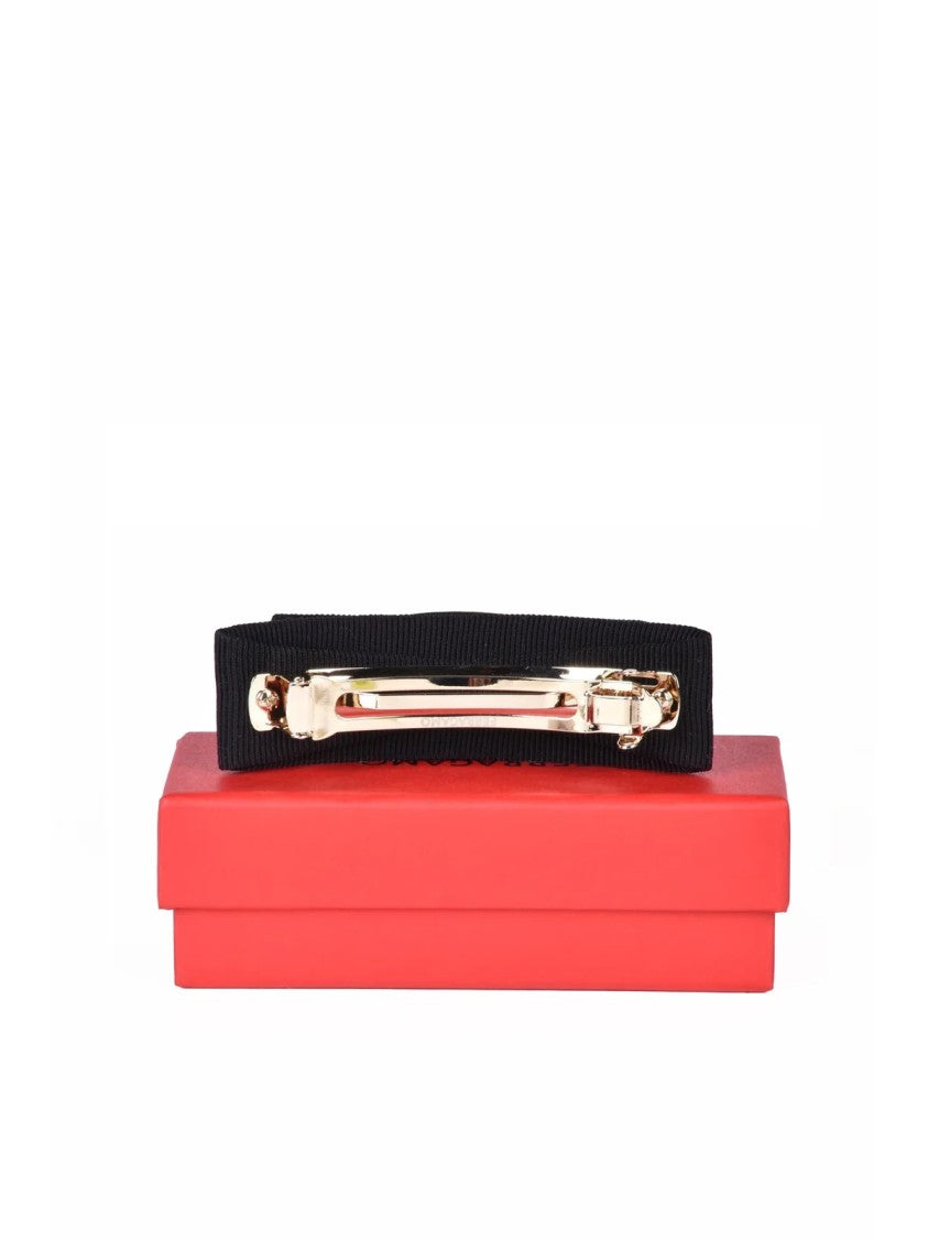 Ferragamo Hair Clip With Ribbed Texture And Polished Gold Accent
