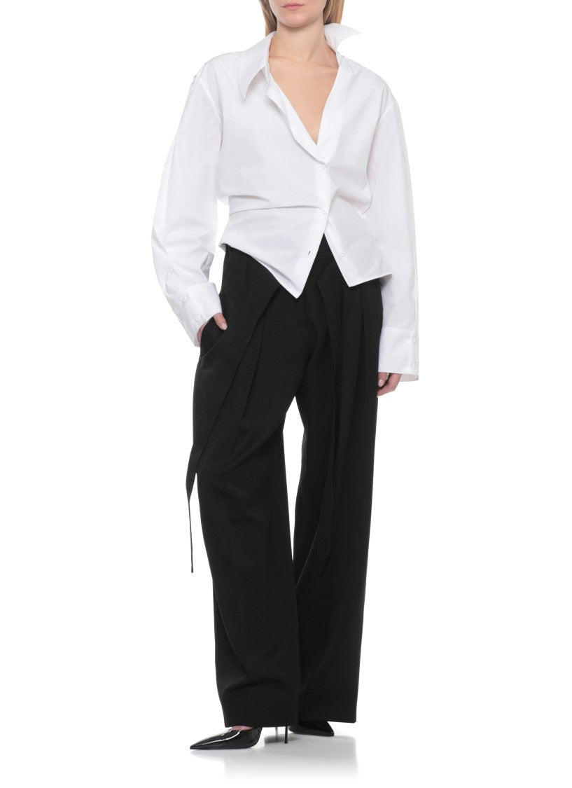 The Attico White Asymmetric Oversize Cotton Shirt
