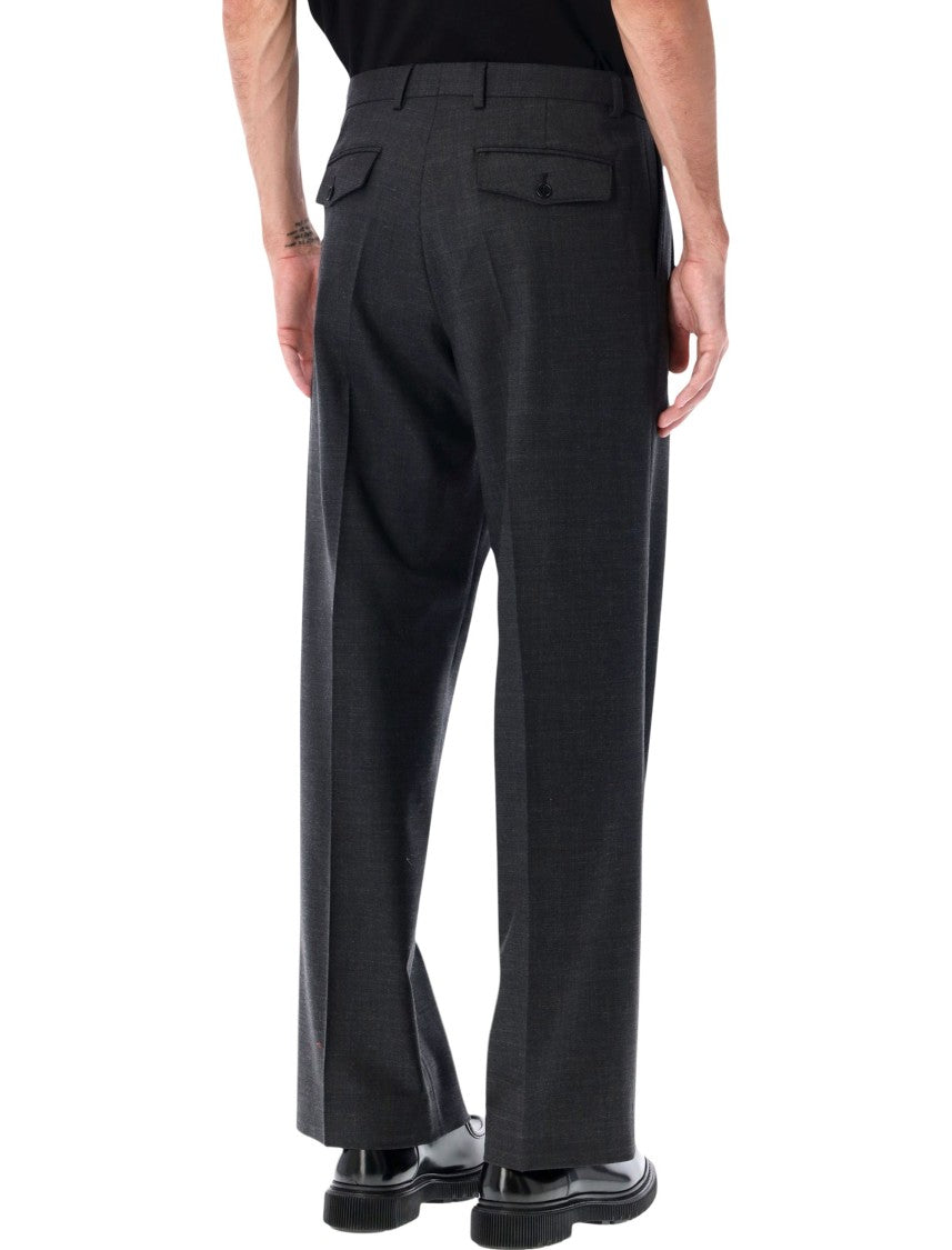 Sunflower Wide-Leg Wool Twill Trousers In Grey