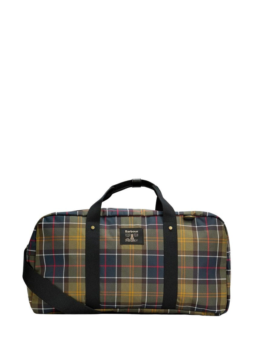 Barbour Logo Patch Check Pattern Rectangular Luggage Bag