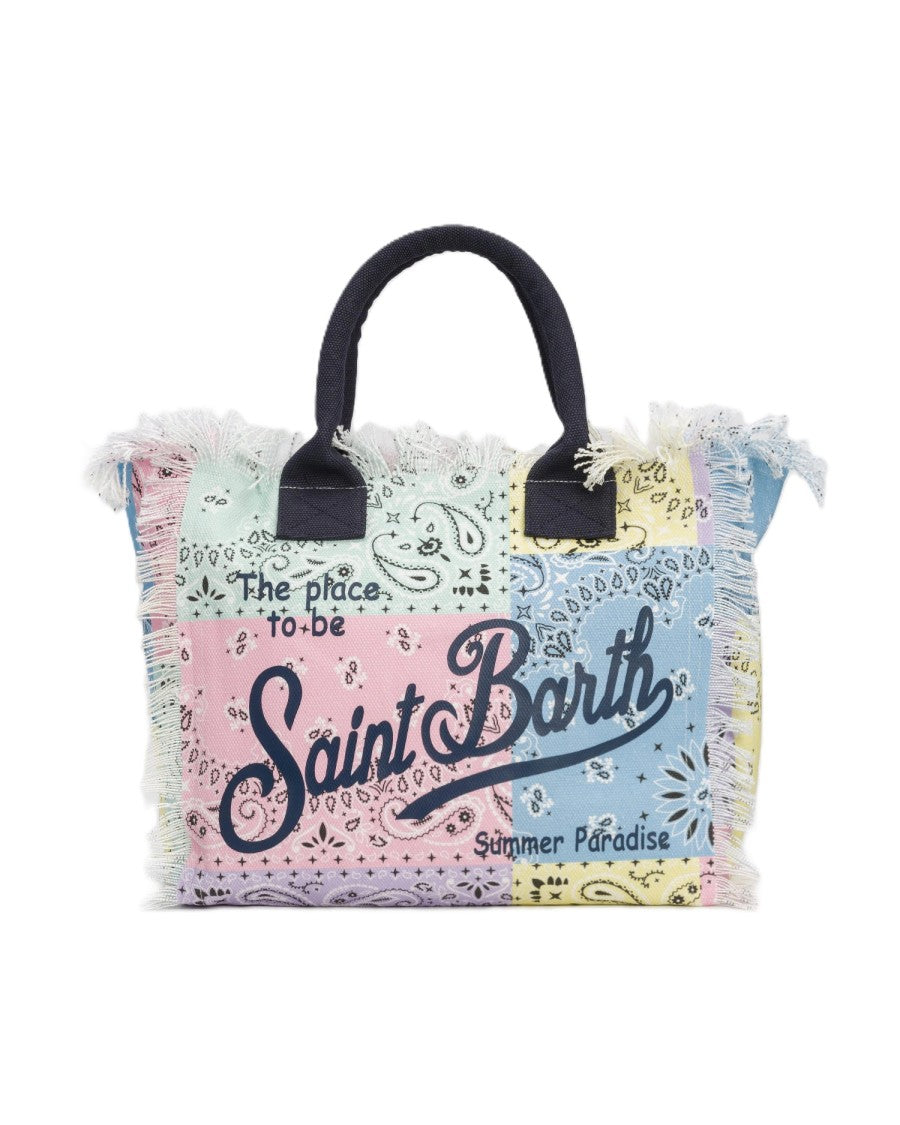 Mc2 Saint Barth Patchwork Tote Bag With Frayed Edges