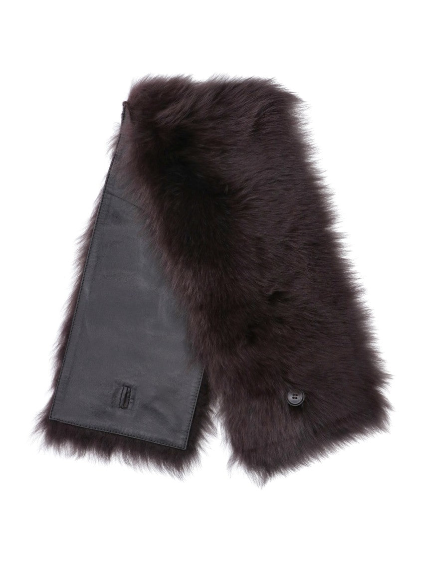 Almada Dark Brown Mayma Shearling Scarf