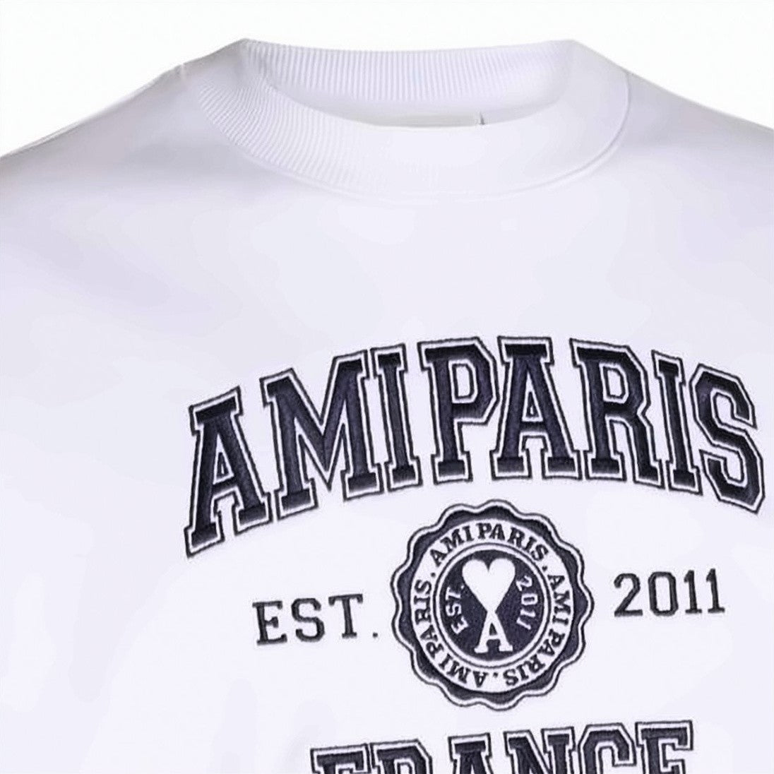 Ami Paris Long-Sleeve Crew Neck Tee With Bold Collegiate Print
