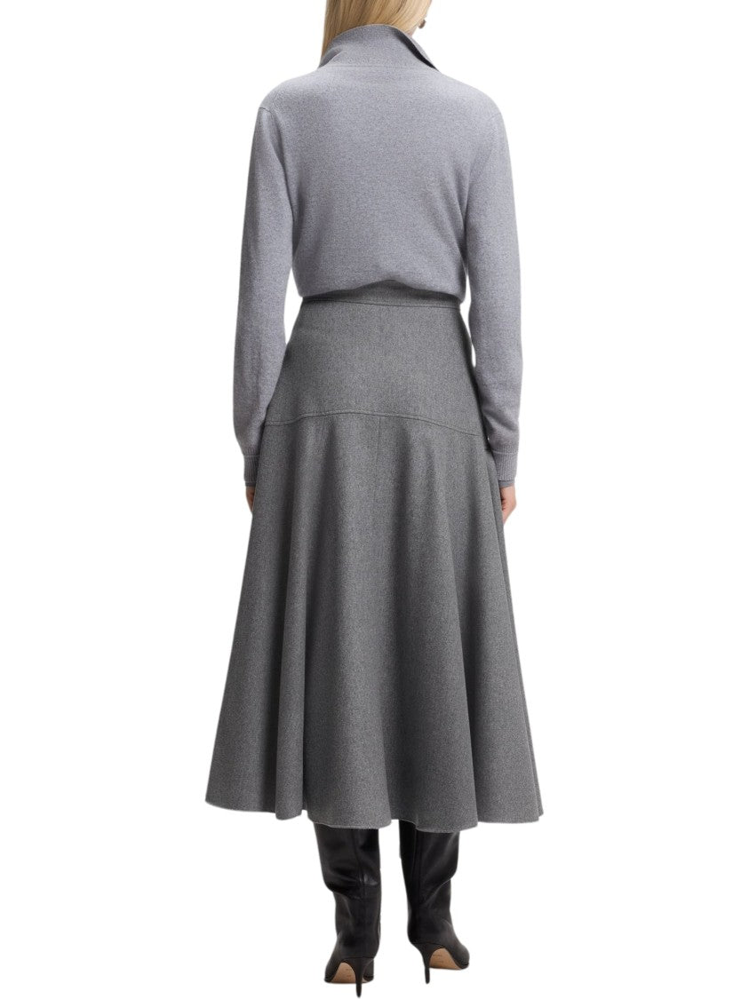 Boss Flared A-Line Skirt In Heathered Melange Flannel
